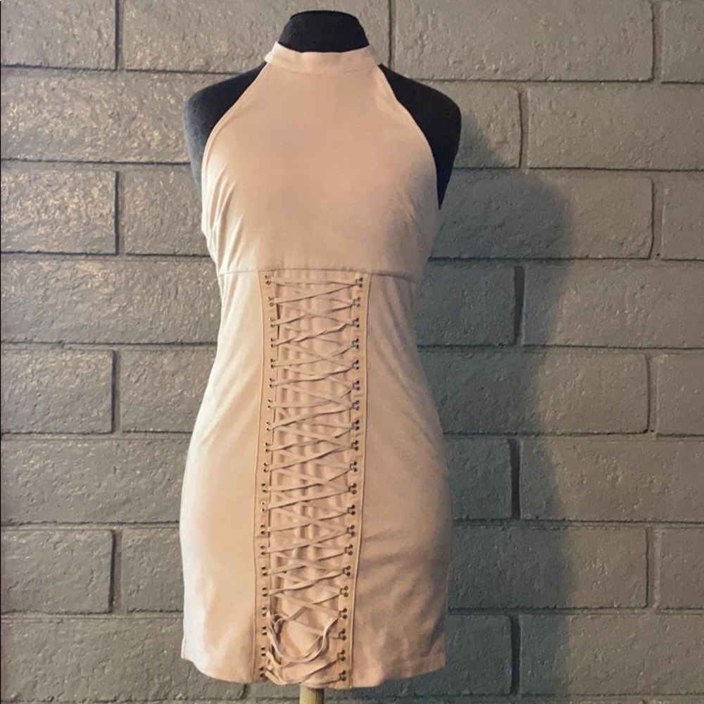 Soft beige bandage dress